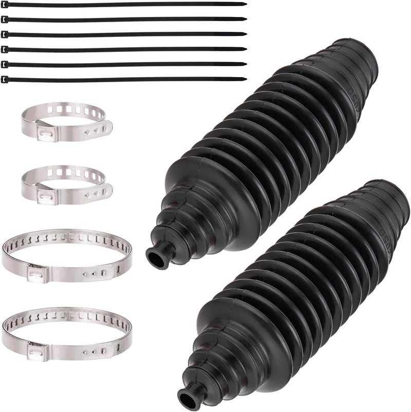 Toolwiz Inner Tie Rod Boot Kit, 2PCS Universal Adjustable Car Tie Rod Boot with Bellow Cable Ties and Clamps, Dustproof Silicone Rack and Pinion Boot Accessories for Cars, SUVs, Trucks Steering System - Image 1